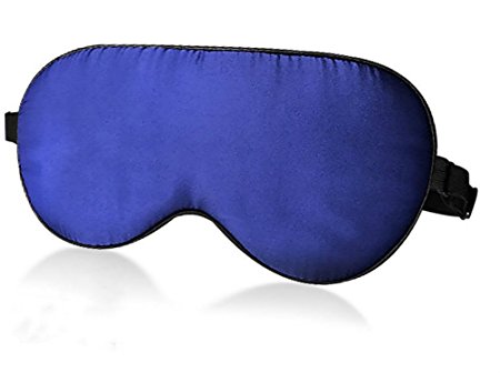 Silk Eye Mask for Women, Men, Kids; Super Smooth Lightweight and Breathable Blindfold for Travel Shift Work and Meditation (Blue)