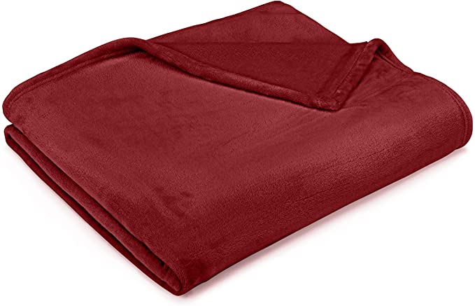 Pinzon Velvet Plush Blanket - Full or Queen, Burgundy