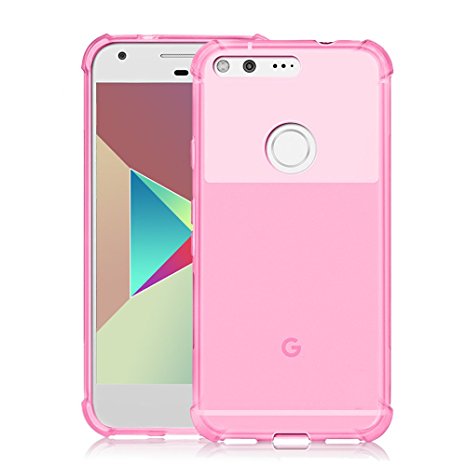 Google Pixel Case, CHOETECH Soft Flexible TPU Protective Case Shock-absorption Bumper Case Anti-scratch Back Cover for Google Pixel 5.0 inch (2016 Release) - Pink