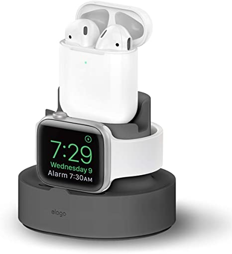 elago 2 in 1 Apple Watch and airpods Charging Dock Compatible with Apple AirPods 1&2, All iPhone Models, All Apple Watches Series (Cables not Included) [Dark Grey]