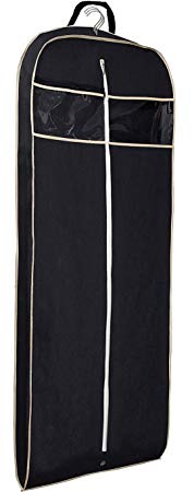 MISSLO Gusseted 60" Suit Dress Garment Bag Carrier with Clear Window Zipper Pocket Long Hanging Garment Cover (Black)