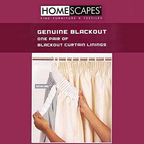 Homescapes Blackout Thermal Curtain Lining Pair for 167cm (66”) Wide x 137cm (54”) Drop Readymade Curtains. Nine Sizes Noise Reducing Guaranteed