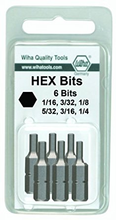 Wiha 71397 2.0 to 6.0mm Hex Metric Insert Bit, 6-Piece