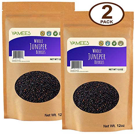 Yamees Juniper Berries – Juniper Berries for Cooking – Whole Juniper Berries - Juniperus Communis – Bulk Spices - 2 Pack of 12 Ounce Each