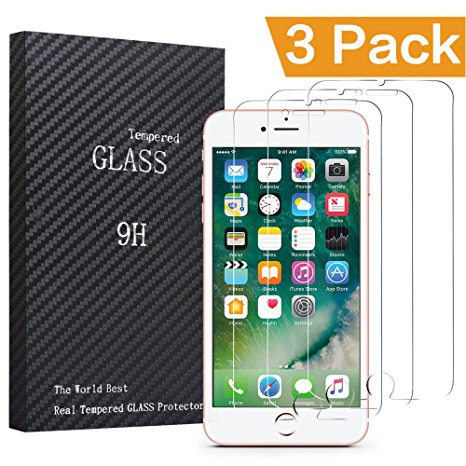 Fedirect 3-packs iPhone 7 Plus Screen Protector, Tempered Glass Screen Protector
