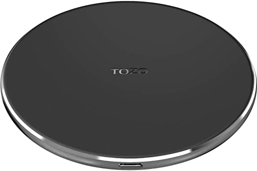 TOZO W1 Wireless Charger Thin Aviation Aluminum Computer Numerical Control Technology Fast Charging Pad Matte Black(NO AC Adapter)