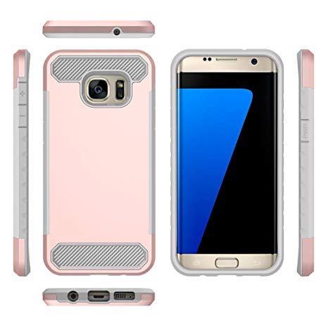 Voberry Shock Proof Bling Hard Soft Rubber Impact Armor Case Back Hybrid Cover for Samsung Galaxy S7 Edge