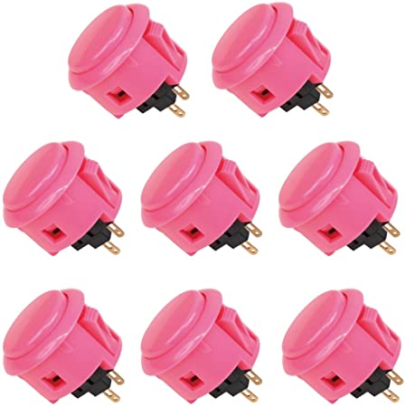 SANWA 8 pcs OBSF-30 Original Push Button 30mm - for Arcade Jamma Video Game & Arcade Joystick Games Console (Pink) S@NWA