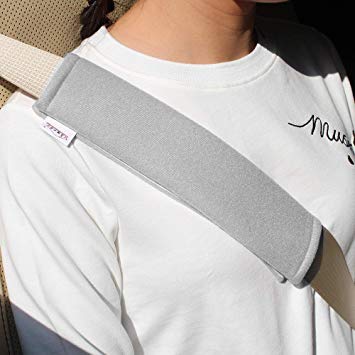 GAMPRO Car Seat Belt Pad Cover kit, 4-Pack Gray Cotton Soft Car Safety Seat Belt Strap Shoulder Pad for Adults and Children，Useful Shoulder Suitable for Backpack，Shoulder Bag Cover(Gray)