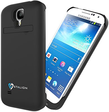 Galaxy S4 Battery Case: Stalion Stamina Rechargeable Extended Charging Case (Jet Black) 3300mAh Protective Charger Cover with Kickstand   LED Charge Indicator Light