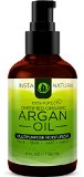 Organic Argan Oil For Hair Face and Skin - BEST 100 Pure and Certified Organic Cold Pressed Moroccan Argan Oil - For Acne Nails Dry Scalp Split Ends Stretch Marks Body and More - InstaNatural - 4OZ