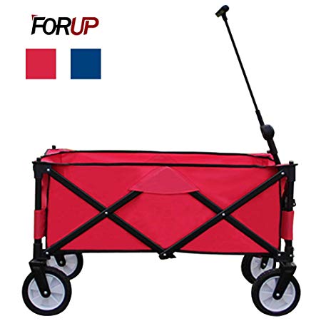 FORUP Collapsible Folding Outdoor Utility Wagon Cart (Red)