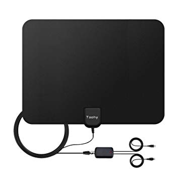 TV Antenna, Taohy Amplified Indoor HDTV Antenna 50 Mile Range with Detachable Amplifier Signal Booster, USB Power Supply and 13 FT Professional Performance Coax Cable