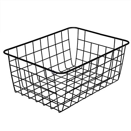 Metal Wire Food Storage Organizer Bin Basket with Handles - Black