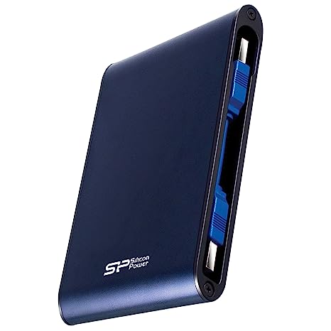 Silicon Power Armor A80 2TB Rugged External Hard Drive, Metal Casing Military-Grade Shockproof Water-Resistant USB 3.0 Portable HDD for Desktop Laptop PC Mac Computer, Blue