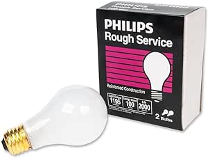 PHILIPS 100W A19 Medium Base Frosted Rough Service Light Bulbs - 2 Pack