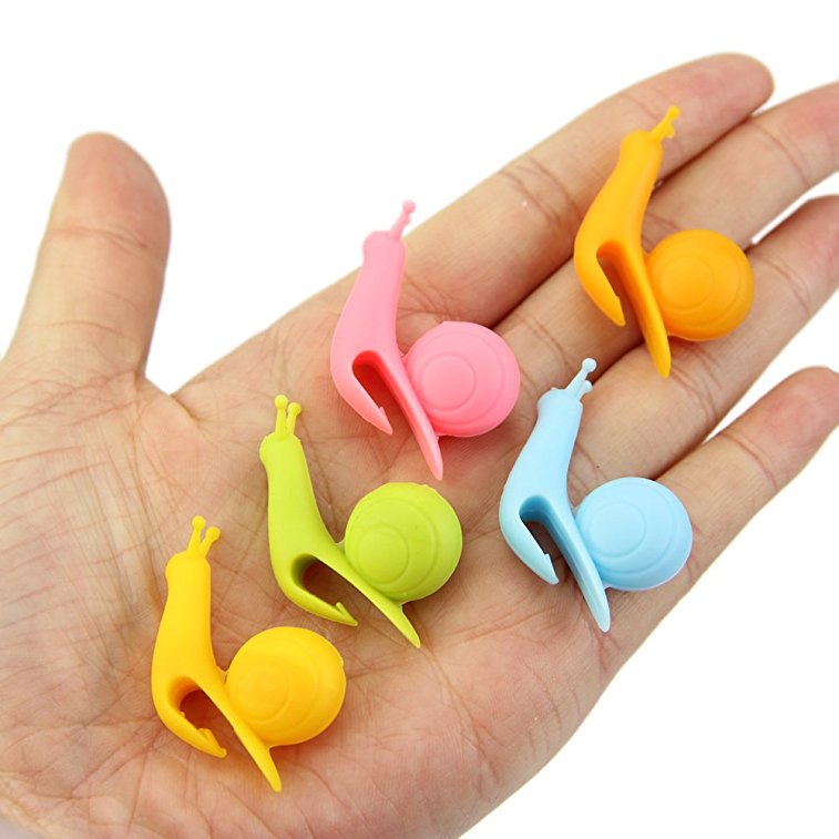 HeroNeo New 5/10/20/50pcs Cute Snail Shape Silicone Tea Bag Holder Cup Mug Candy Colors Gift Set (50)