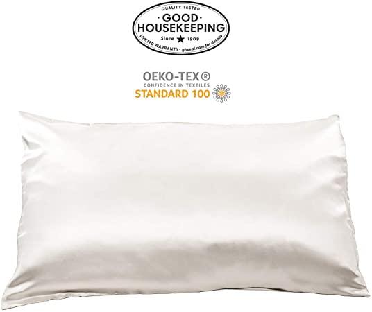 Fishers Finery 19mm 100% Pure Silk Pillowcase, Good Housekeeping Quality Tested (White, Q)