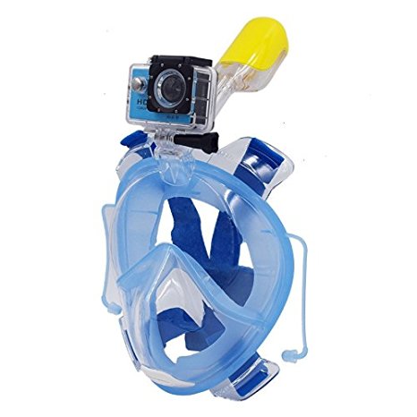 Blimark Easy Snorkel Mask Easybreath Snorkeling Mask Anti-fog Anti-leak Technology Dry Full Face scuba mask Diving mask Prevent Gag Reflex with Tubeless Design for Adults and Youth With Gopro Adapter