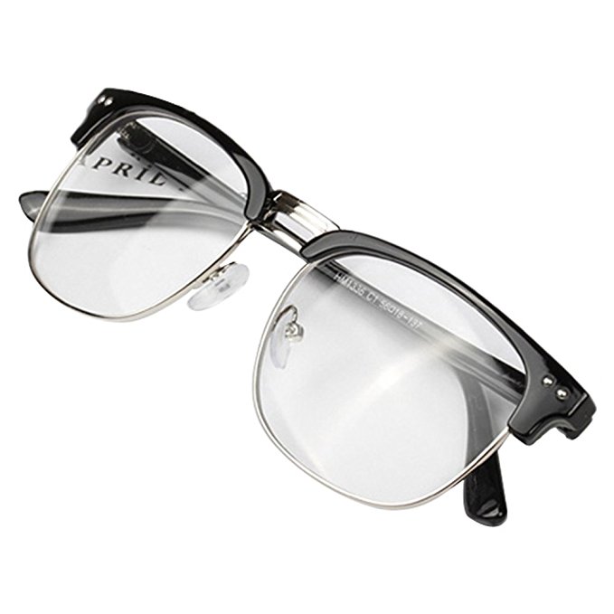 Daxin Unisex Hipster Vintage Retro Classic Half Frame Glasses Clear Lens Nerd Eyewear