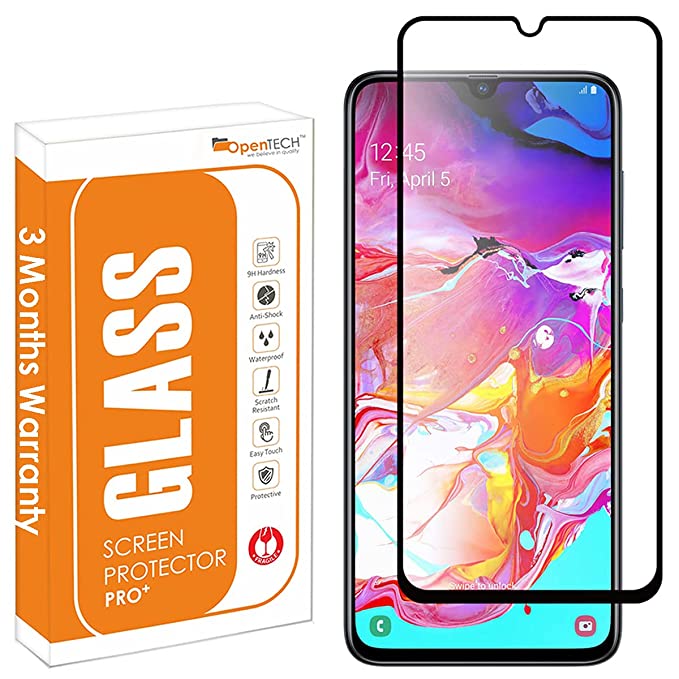 OpenTech® Tempered Glass Screen Protector Compatible for Samsung Galaxy A70 / Samsung Galaxy A70s Edge to Edge Coverage with Easy Installation kit