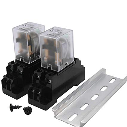 mxuteuk 2pcs HH52P DC 24V Coil 8 Pin 5A DPDT LED Indicator Electromagnetic Power Relay, with Base, with DIN Rail Slotted Aluminum，1 Years Warranty