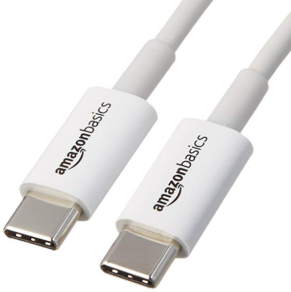 AmazonBasics USB Type-C to USB Type-C 2.0 Cable - 3-Feet  (0.9 Meters), White, 5-Pack