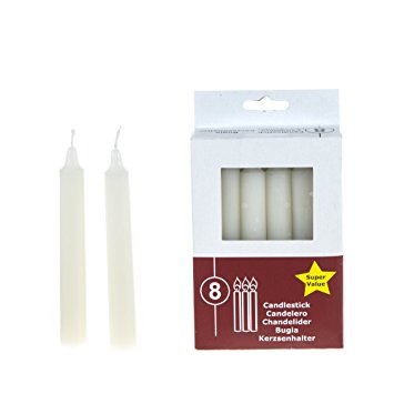 Mega Candles - Unscented 5" Taper Candles - White, Set of 8