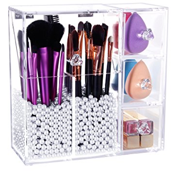 Lifewit Langforth 5mm Thick Acrylic Makeup Organizer Case with Rosy Pearl, Type3