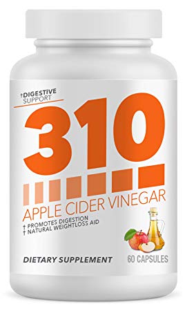 Organic Apple Cider Vinegar Capsules by 310 Nutrition - ACV Capsules Support Healthy Digestion | Supplements Weight Loss Goals, Digestion & Detox Support - 60 Capsules