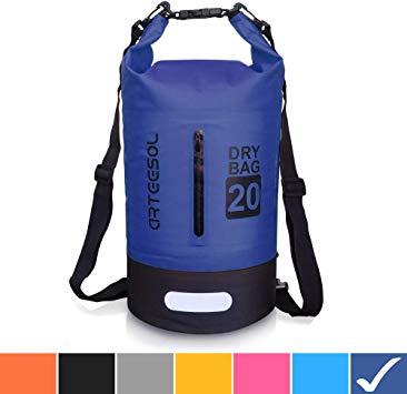 Waterproof Dry Bag, Arteesol Ultralight PVC Dry Sack 5L/10L/20L/30L Waterproof Backpack with Double Shoulder Strap for Outdoor Water Sports Boating Hiking Kayaking Canoeing Fishing