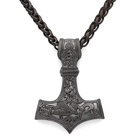 TTKP Odin Thor's Hammer Mjolnir Pendant Viking Necklaces Pendants Jewelry Scandinavian Clear Details