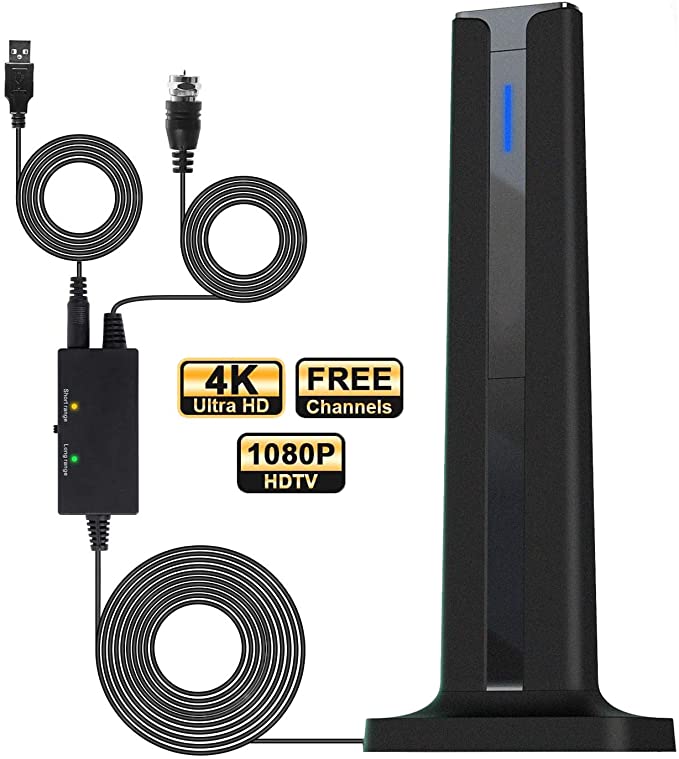 [2022 Model] Digital Amplified Indoor Tv Antenna – Powerful Best Amplifier Signal Booster 270  Miles Range Support 4K Full HD Smart and Older Tvs with 16ft Coaxial Cable, Unique Tv Accessories