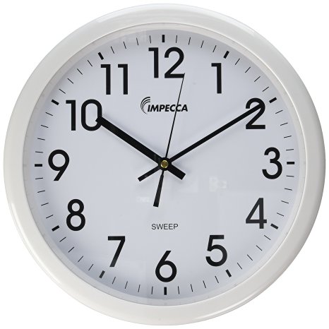 IMPECCA Non Ticking 12" Wall Clock (White)