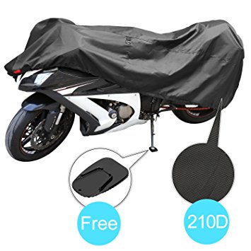 Motorcycle Cover for Sportbike,Dustproof 210D Polyester Fabric,Water Resistant for Indoor Outdoor Use,Weather Protection,Wind Gust Strap,Fits up to 90.2",Free Kickstand