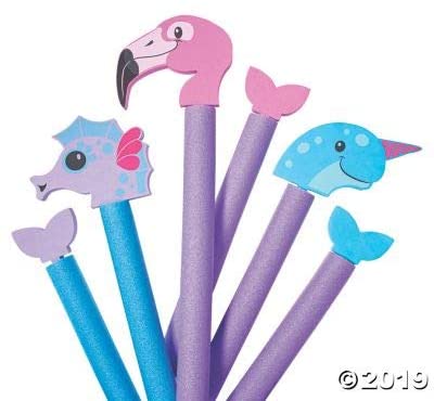 Fun Express Water Creature Pool Noodle Accessories and Attachments (Sea Horse, Flamingo and Narwhal - Summer Pool Toys