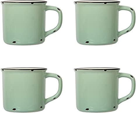 Luciano, Ceramic Enamel Look Mug Set, Pack of 4, Mint Green