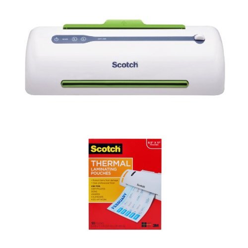 Scotch PRO Thermal Laminator, 2 Roller System (TL906) & Thermal Laminating Pouches 8.9 x 11.4 Inches 3 mil, 100-Pack