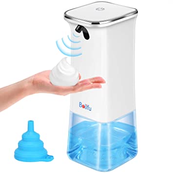 Belifu Automatic Soap Dispenser, 350ml Electric Touchless Battery Operated Foaming Soap Dispenser, Auto Hand Free with Smart Infrared Sensor for Bathroom Kitchen Toilet Office Hotel