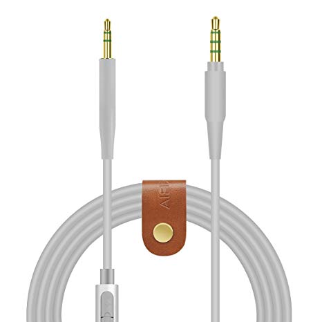 Geekria QuickFit Cable for Bose QuietComfort QC35, Series II, QC25, SoundTrue Headphones, 2.5 to 3.5mm Headphone Replacement Audio Cord with Mic and Volume Control, Works with iOS, Android (Gray)