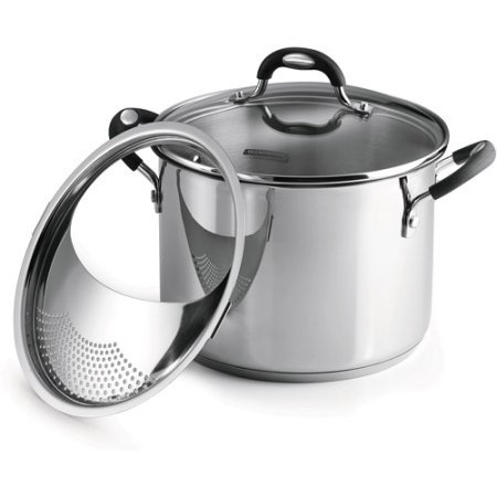 Tramontina 3-Piece 6-Quart Stainless Steel Lock-N-Drain Covered Stockpot