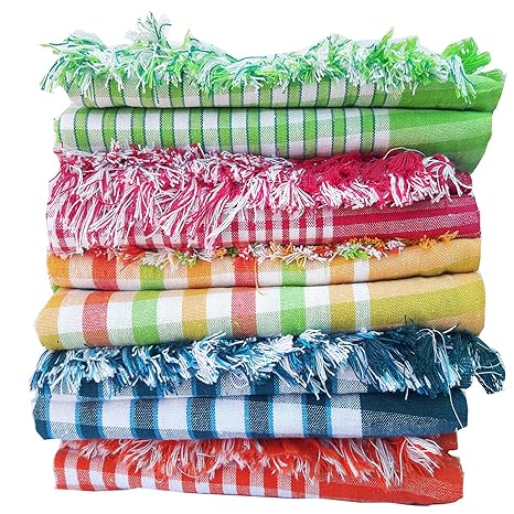 MESH MASTERS Handloom Towels 100% Pure Cotton (Pack of 5) with 1 Year Guarantee XXXL Size 36/72Inch(90/180cm) 3/6feet 800 GSM Heavy Quality(Multi Color) MMN:33