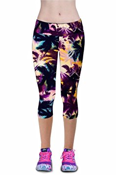 Ancia Womens Tartan Active Workout Capri Leggings Fitted Stretch Tights