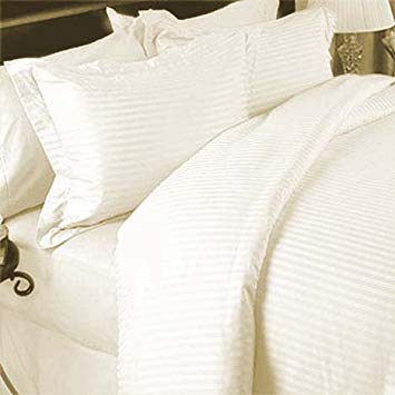 Marrikas 1500 Class Microfiber TWIN TWIN EXTRA LONG Striped Duvet Cover Set (IVORY)