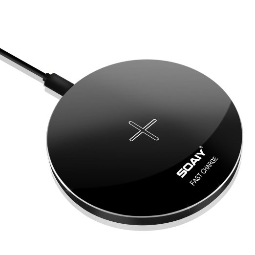 SOAIY 10W 2A Input QI Wireless Fast Charger Fast Charge Wireless Charging Pad Rapid Quick Wireless Charger for Samsung S7/S7 Edge/S6 Edge Plus/Note5