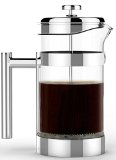 French Press - Vero Coffee Press - Best 1 Liter 34oz Coffee and Tea Maker - Premium 1810 Polished Stainless Steel and Heat Resistant Glass Carafe - Model 8580-V