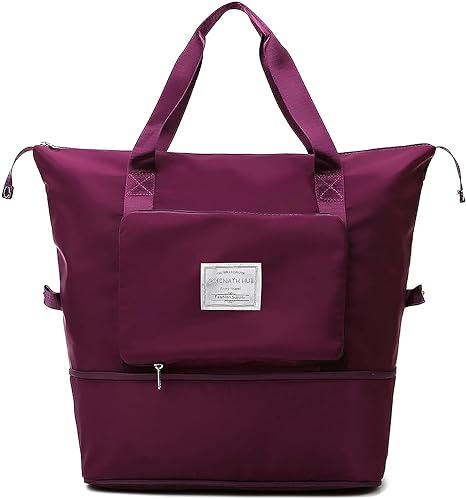 ALPHABITA Foldable Travel Duffel Bag Large Capacity Folding Lightweight Waterproof Carry Luggage Fashion Bag (Fuchsia)