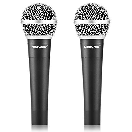 Neewer® Zinc Alloy Black Professional Moving Coil Handheld Dynamic Microphone for Kareoke,Stage,Home Studio Recording ,with 1/4" Male to XLR Female Cable, 2 Pack
