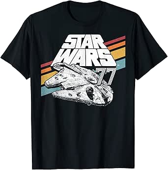 Star Wars Millennium Falcon '77 Retro Stripes Poster T-Shirt