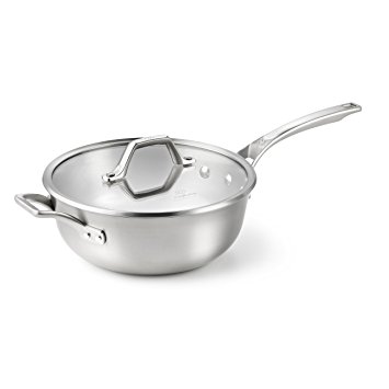 Calphalon AccuCore Stainless Steel Chef's Pan with Cover, 4-Quart
